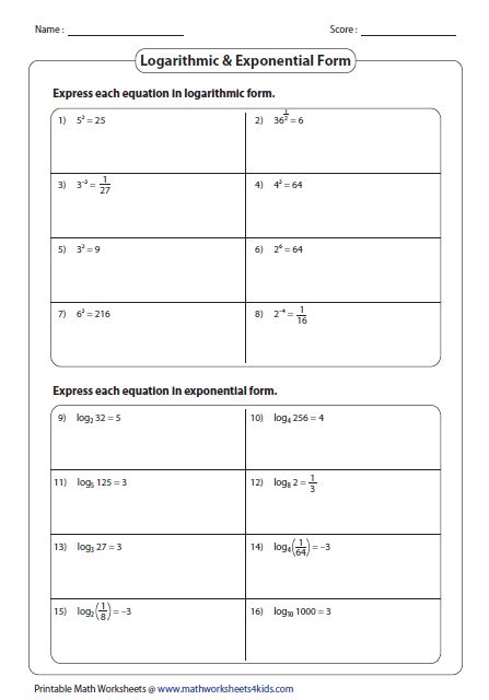 342 Chapter 6 Exponential and Logarithmic Functions 6. . Exponential and logarithmic applications worksheet